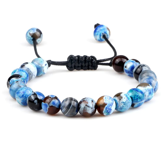 8mm Men/Women Fire Agates ,Onyx Beads Bracelet