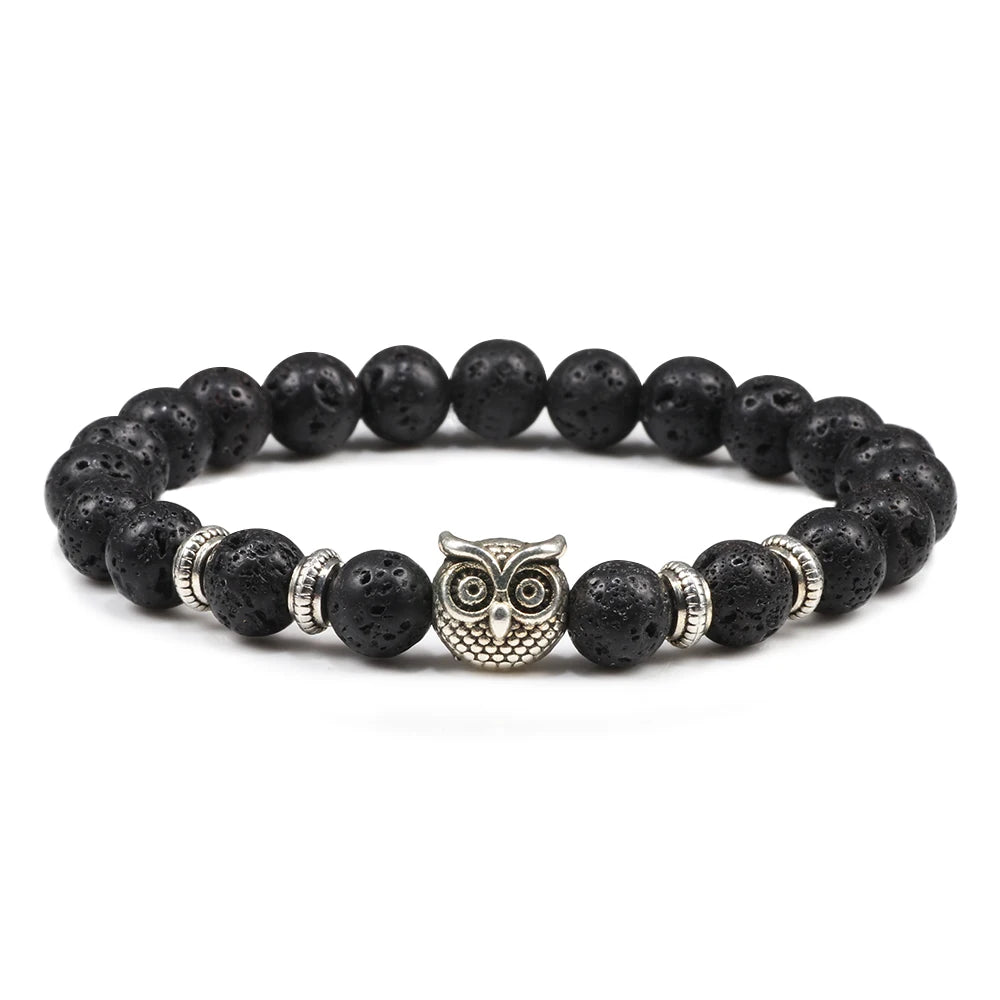 Stone Onyx Beads Alloy Owl Bracelet