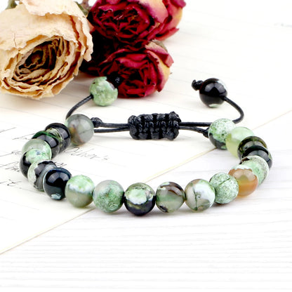 8mm Men/Women Fire Agates ,Onyx Beads Bracelet