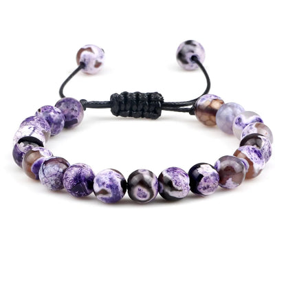 8mm Men/Women Fire Agates ,Onyx Beads Bracelet