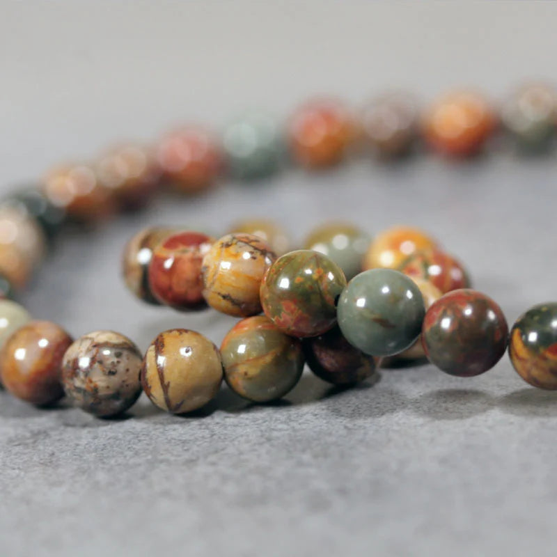 Petrified Wood Stone Multi Row Stretch Bracelet