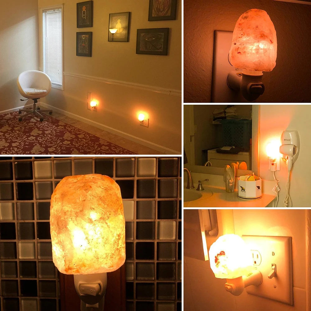 Mini Himalayan salt night light wall lamp bedroom, air purify9ing