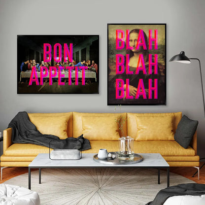 Mona Lisa Black Graffiti Print, Poster Rogue Bubblegum