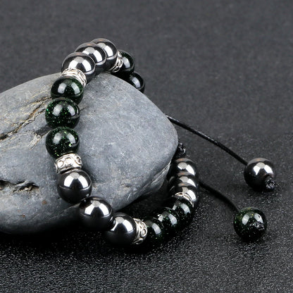 8MM Hematite Stone Series Braided Bracelet Stone Beads Alloy Spacer