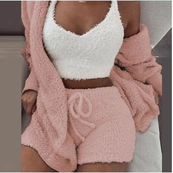 Three Piece Set Lounge Sexy, 3 Piece Set, Women Sweater knit Set, Tank Top And Pants