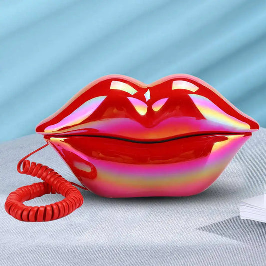 Landline Telephone, Red Lips ,Corded Phone ,Colorful Electroplating Phone ,With Re-dial Function