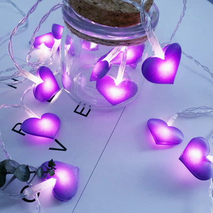 LED Heart Shaped String Lights Pink Blue Love Heart String