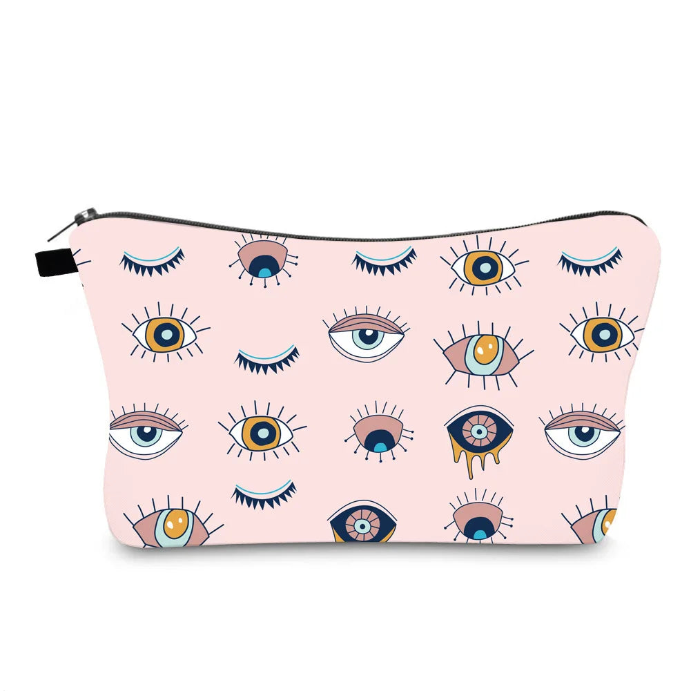 Turkish Blue Evil Eye ,Portable Women Travel Storage Bag ,Toiletry Organizer Cosmetic Bag