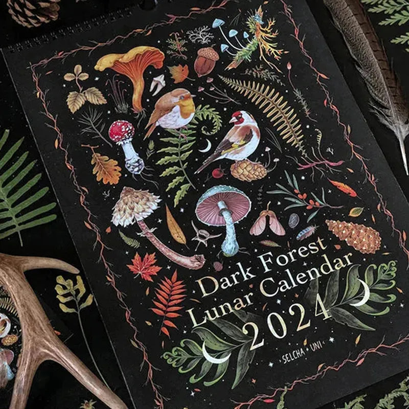 12 X 8 Inch Dark Forest Lunar Calendar 2024 Contains 12 Original Illustrations