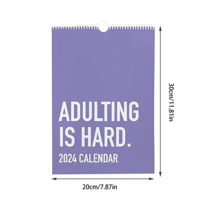 Adulting Is Hard, 2024 Calendar 12 Month Inspirational Wall Calendar