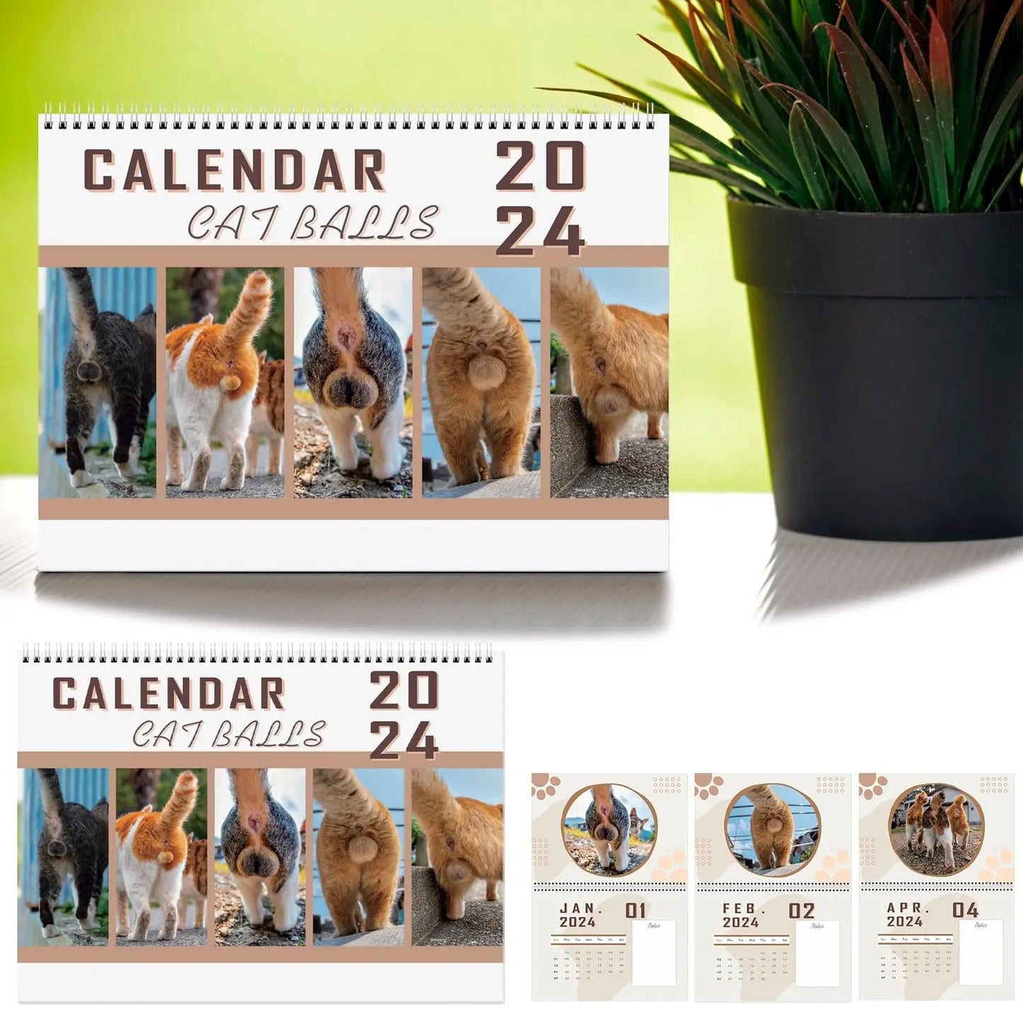 Cat Calendar Planner Sheet, 2024 Dog Hanging Wall Calendar