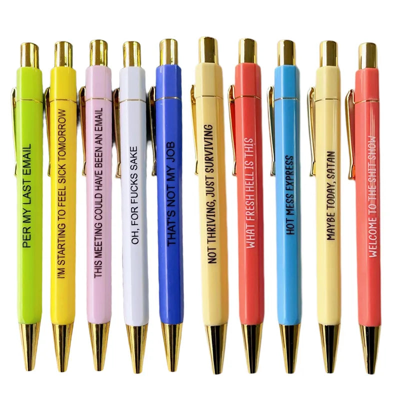 5pcs/set Funny Ballpoint Pen Shit Show Offensives Funny Fountain Pen Student Stationery Gift Office Signature Multifunction Pen