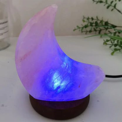 Himalayas Crystal Salt Lamp USB LED Moon-Shaped Salt Crystal Lamp