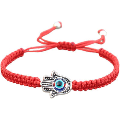 Vintage Handmade Weaved Fatima Hamsa Hand Bracelet Women Men Braided Turkish Evil Eye Bracelet For Women Spiritual Jewelry