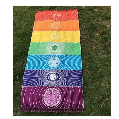 Meditation Yoga Rug Towels, Striped Floor Mat Tassel Tapestry Yoga Mat Tapestry Yogo