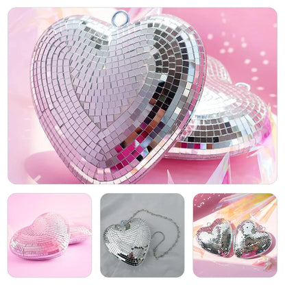 Heart Shaped Disco Balls Hanging Reflective Mirror Party Room Home Bar Ktv Decor