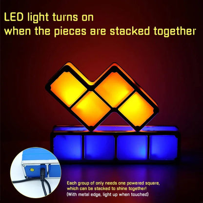 3D Tangram Stackable LED Night Light 7 Colors DIY Puzzle Novelty Bedroom Desk Lamp Home Decor Kid Toy Teens Ideal Birthday Gift