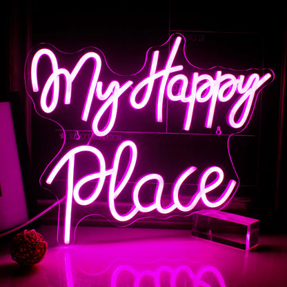 My Happy Place Neon Sign, Pink LED Light