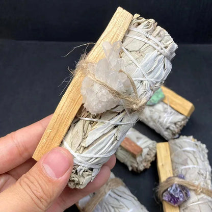 Palo Santo/White Sage/Holy Wood Sticks Natural Raw Crystal, Smudge Kit For Home Cleansing