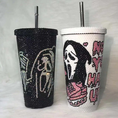 Thermos Bottle Scream Ghost Face Tumbler, can be personlized with your custom design