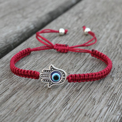 Vintage Handmade Weaved Fatima Hamsa Hand Bracelet Women Men Braided Turkish Evil Eye Bracelet For Women Spiritual Jewelry