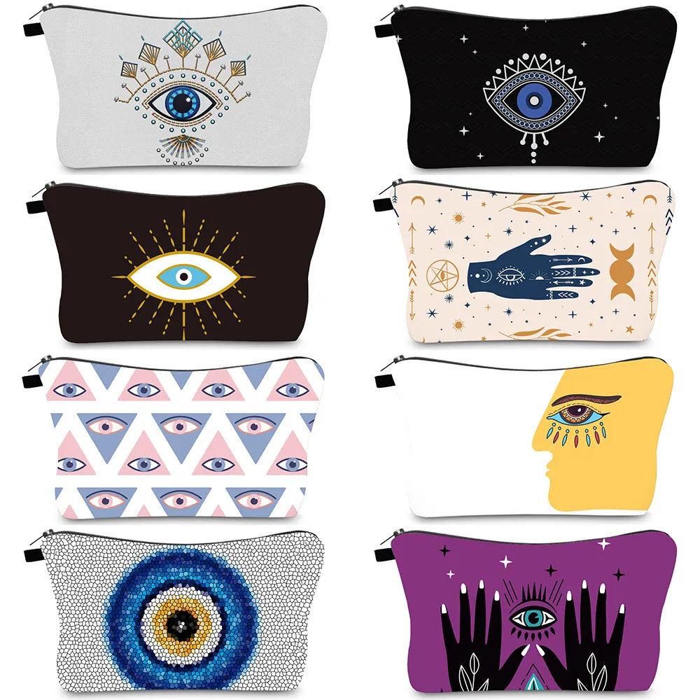 Turkish Blue Evil Eye ,Portable Women Travel Storage Bag ,Toiletry Organizer Cosmetic Bag