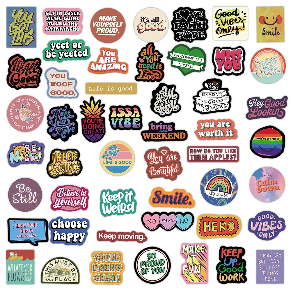 10/30/50PCS Inspirational Text Positive Stickers