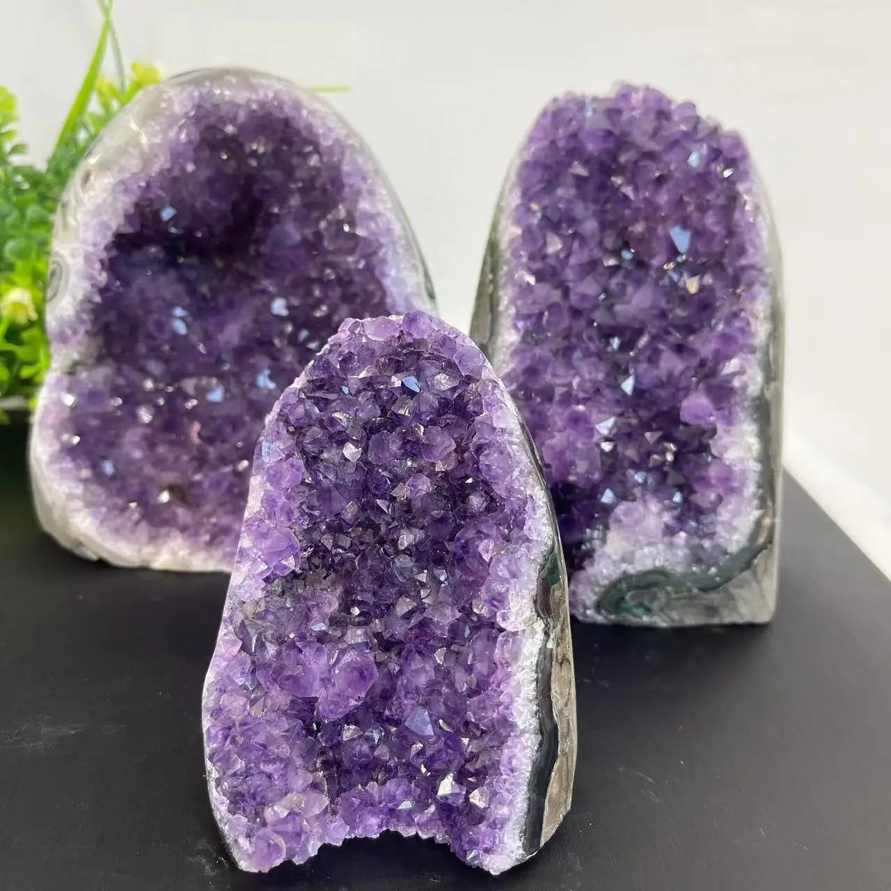 Natural Crystal Cluster Amethyst Stone Geode   Raw Quartz Minerals