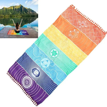 Meditation Yoga Rug Towels, Striped Floor Mat Tassel Tapestry Yoga Mat Tapestry Yogo