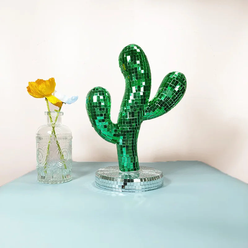 Home Decoration Disco Ball Cactus, Glass Mirror Reflective Decoration