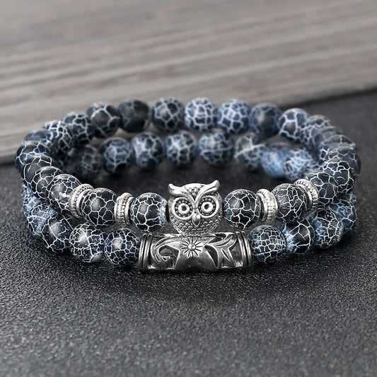 Stone Onyx Beads Alloy Owl Bracelet