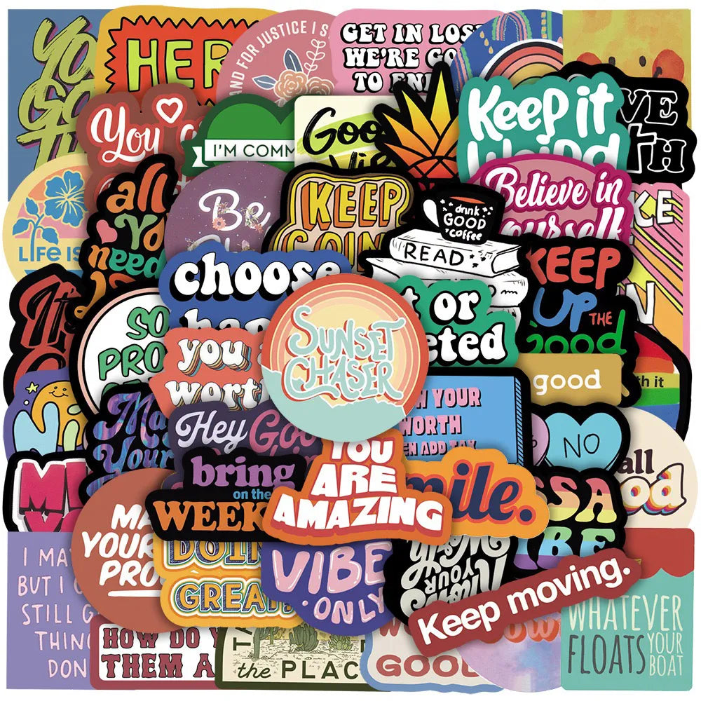 10/30/50PCS Inspirational Text Positive Stickers