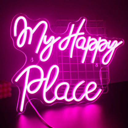 My Happy Place Neon Sign, Pink LED Light