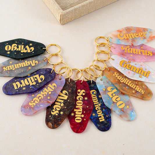 Personalized zodiac motel keychain