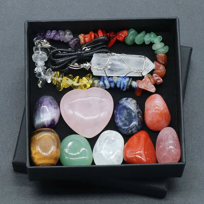 Yoga Reiki Stone Set for Healing Meditation Natural Crystal Stones