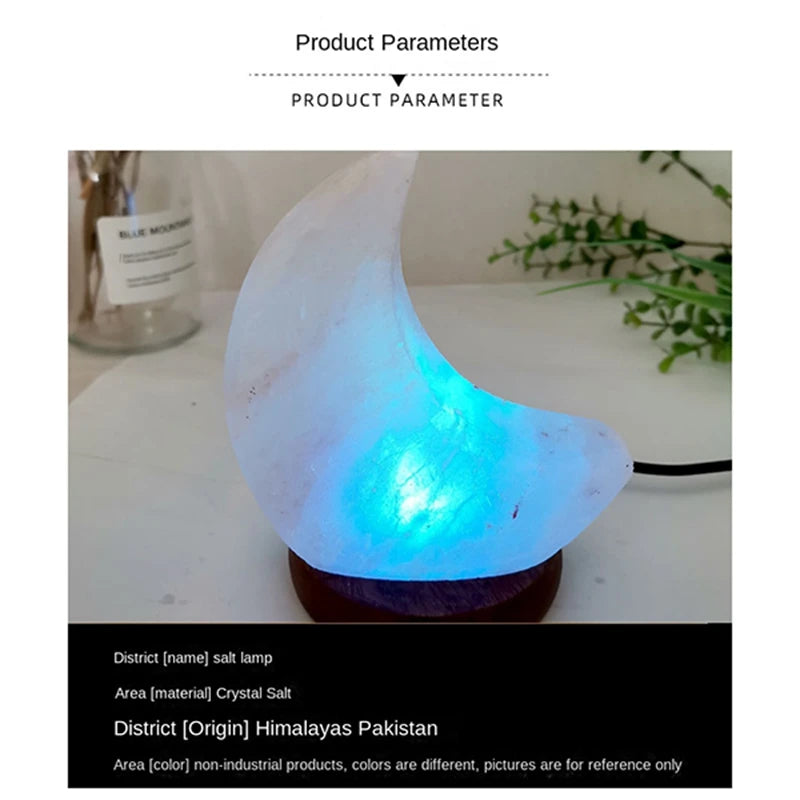 Himalayas Crystal Salt Lamp USB LED Moon-Shaped Salt Crystal Lamp