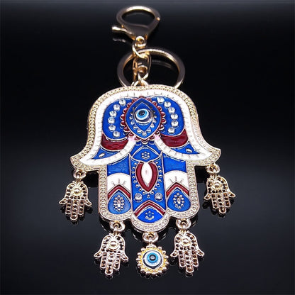 Islamic Big Hamsa Hand Enamel Turkish Eye Key Chain