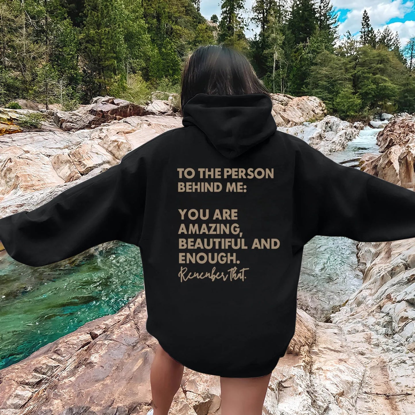 Dear Person Behind Me Hoodie With Pockets, Print Hoodie for Women