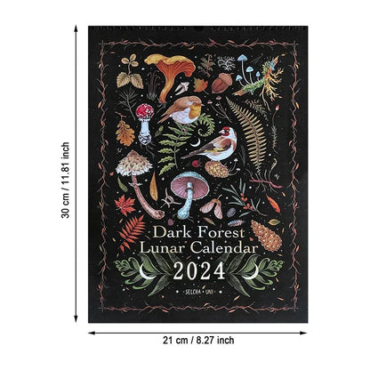 12 X 8 Inch Dark Forest Lunar Calendar 2024 Contains 12 Original Illustrations