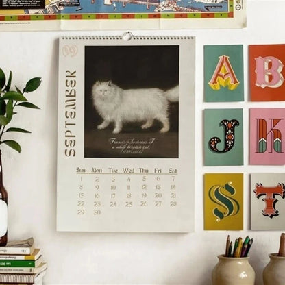 Cat Calendar Planner Sheet, 2024 Dog Hanging Wall Calendar