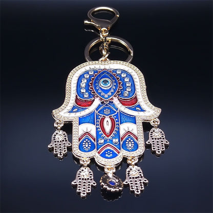 Islamic Big Hamsa Hand Enamel Turkish Eye Key Chain