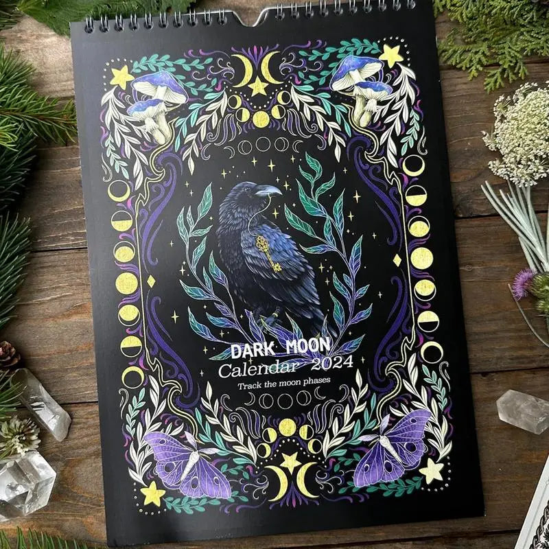 2024 Lunar Wall Calendar 12 Month Dark forest