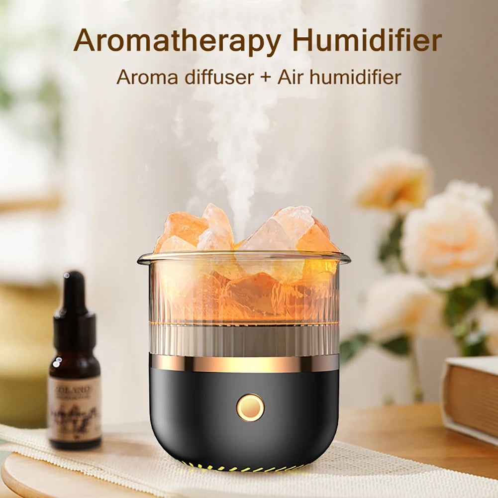 Mini Aromatherapy Air Humidifier, Salt Stone Aromatheraphy, Humidifier Automatic Power-Off with LED Light for Household