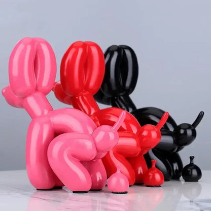 Pooping Balloon Dog Sculpture, Resin Animal Doggy Statue, Home Decoration