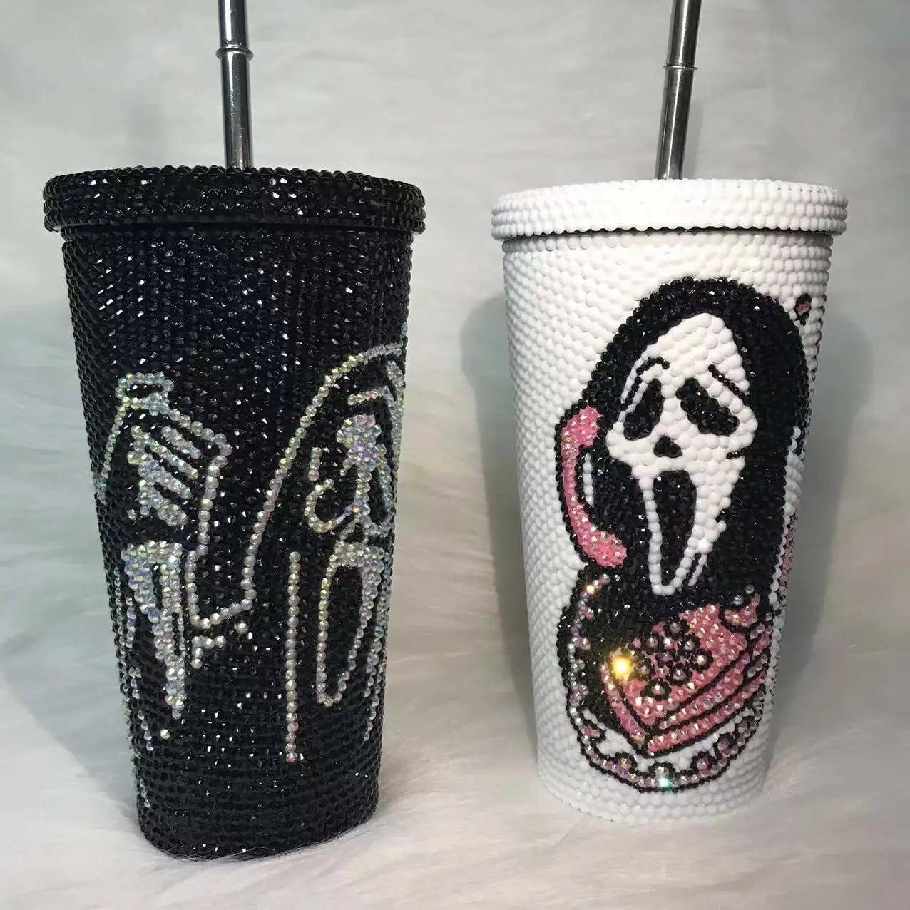 Thermos Bottle Scream Ghost Face Tumbler, can be personlized with your custom design