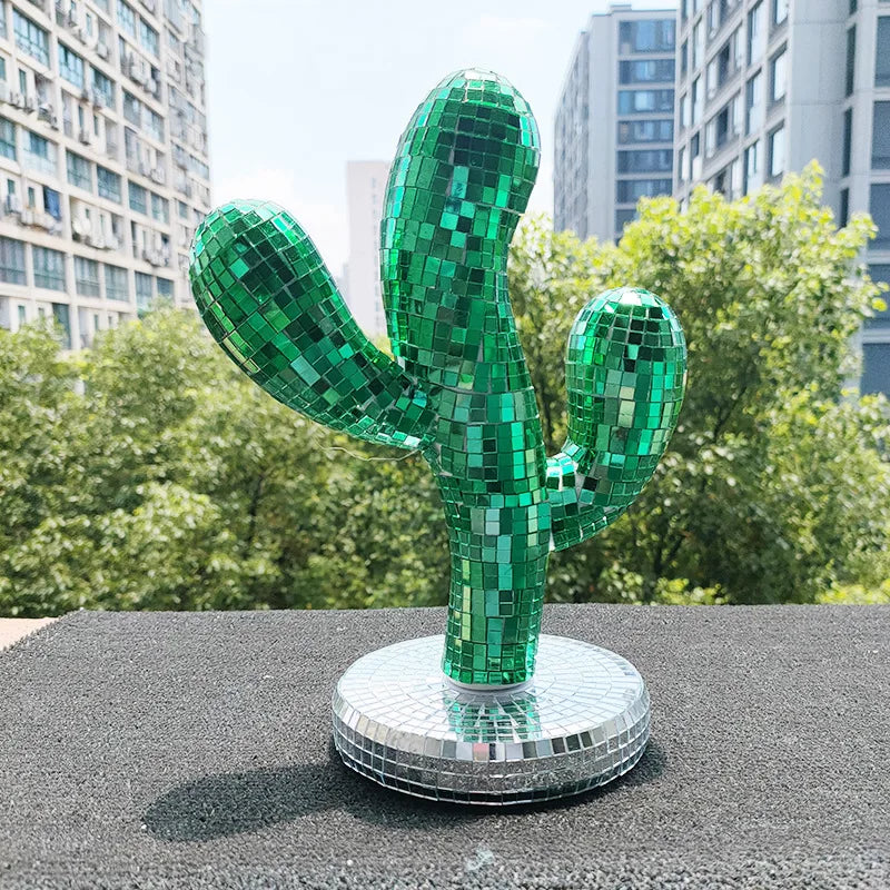 Home Decoration Disco Ball Cactus, Glass Mirror Reflective Decoration