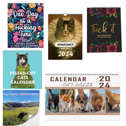 Cat Calendar Planner Sheet, 2024 Dog Hanging Wall Calendar