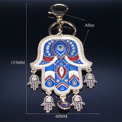 Islamic Big Hamsa Hand Enamel Turkish Eye Key Chain