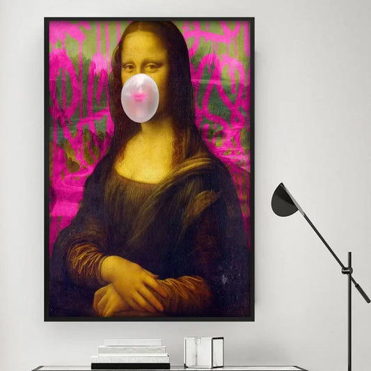 Style Mona Lisa White Bubble Gum Poster, Wall Art Canvas Prints