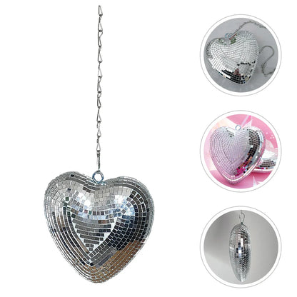 Heart Shaped Disco Balls Hanging Reflective Mirror Party Room Home Bar Ktv Decor